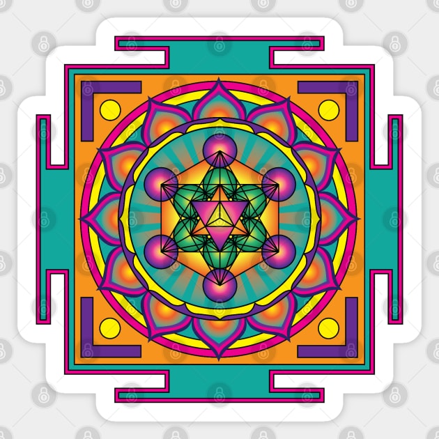 Metatron's Cube Mandala Sticker by GalacticMantra